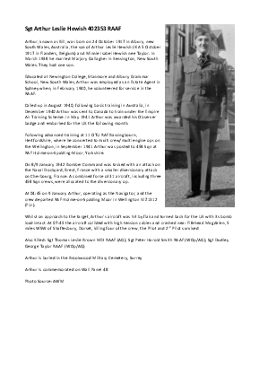 A preview of a PDF biography for Hewish, Arthur Leslie
